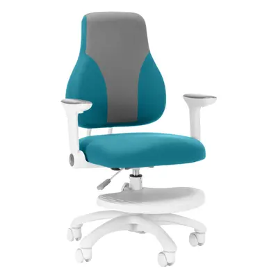 Dětská rostoucí židle Neoseat KINDER WHITE — látka, šedá / tyrkysová