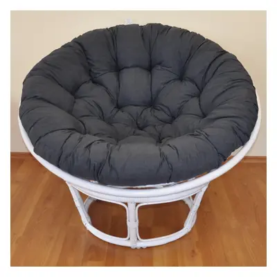 Papasan LUISA — ratan, látka, ⌀110 cm, bílá / více barev Tmavě šedý melír