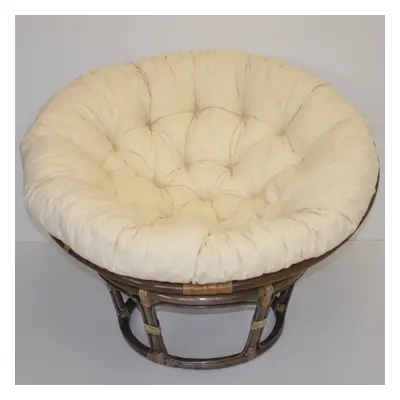 Papasan DIAS — ratan, látka, ⌀115 cm, hnědá / více barev Béžový melír