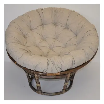 Papasan DIAS — ratan, látka, ⌀115 cm, hnědá / více barev Tmavě béžový melír