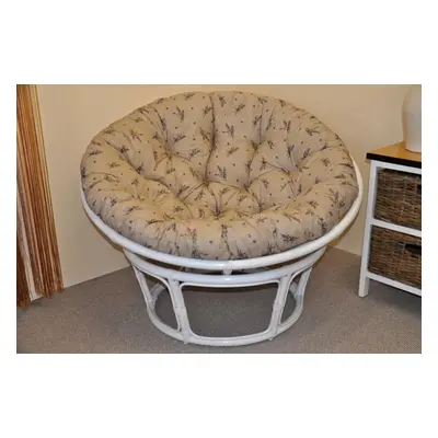 Papasan DIAS — ratan, látka, ⌀115 cm, bílá / více barev Levandule