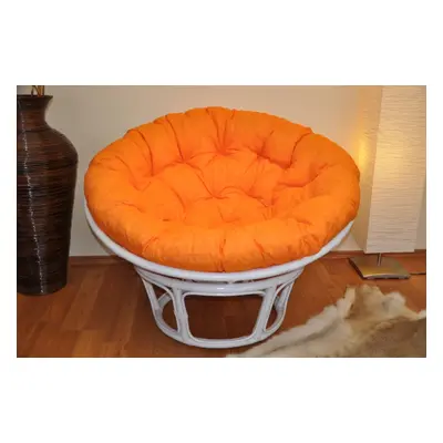 Papasan DIAS — ratan, látka, ⌀115 cm, bílá / více barev Oranžový melír