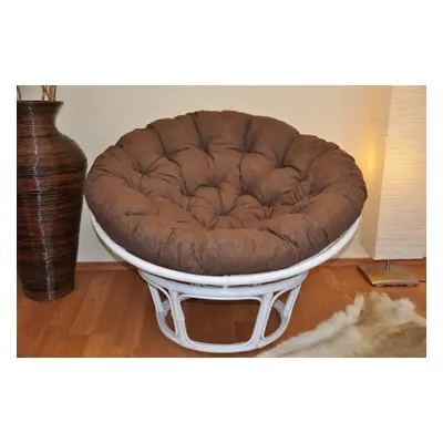 Papasan DIAS — ratan, látka, ⌀115 cm, bílá / více barev Hnědý melír