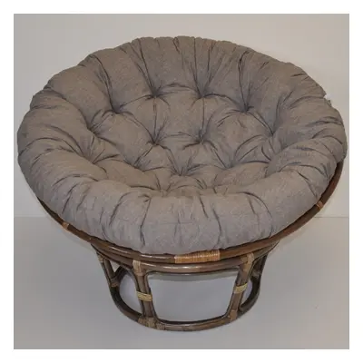 Papasan DIAS — ratan, látka, ⌀115 cm, hnědá / více barev Šedý melír