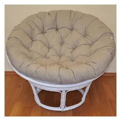 Papasan LUISA — ratan, látka, ⌀110 cm, bílá / více barev Tmavě béžový melír