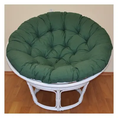 Papasan LUISA — ratan, látka, ⌀110 cm, bílá / více barev Tmavě zelený melír