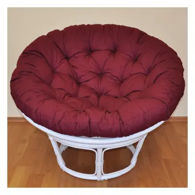 Papasan LUISA — ratan, látka, ⌀110 cm, bílá / více barev Vínová