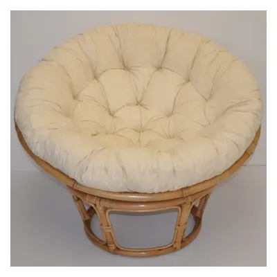 Papasan LUISA — ratan, látka, ⌀110cm, medová / více barev Béžový melír