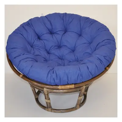 Papasan DIAS — ratan, látka, ⌀115 cm, hnědá / více barev Tmavě modrý melír