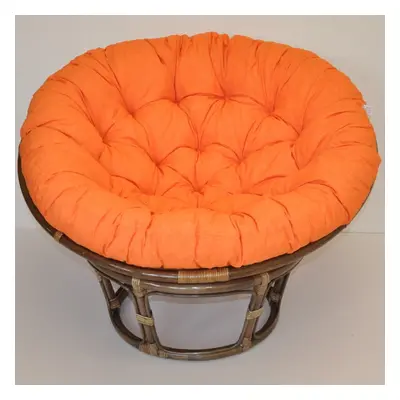 Papasan DIAS — ratan, látka, ⌀115 cm, hnědá / více barev Oranžový melír