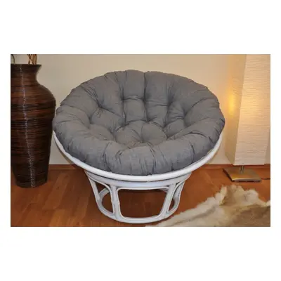 Papasan DIAS — ratan, látka, ⌀115 cm, bílá / více barev Šedý melír