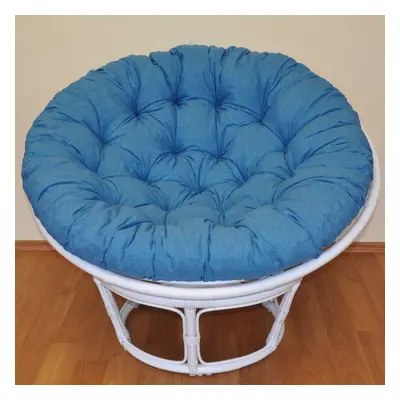 Papasan LUISA — ratan, látka, ⌀110 cm, bílá / více barev Tyrkysový melír