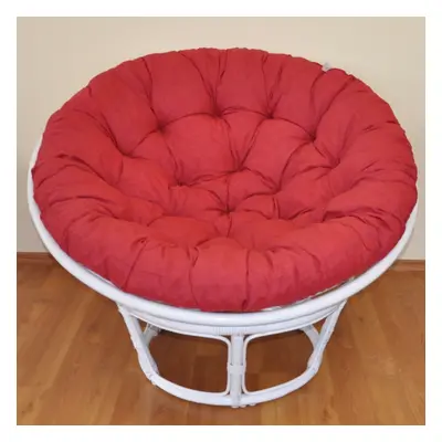 Papasan LUISA — ratan, látka, ⌀110 cm, bílá / více barev Vínový melír