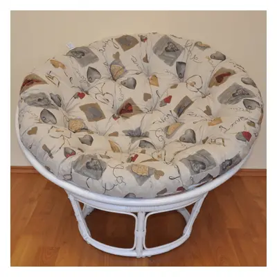 Papasan LUISA — ratan, látka, ⌀110 cm, bílá / více barev Motiv srdce LOVE