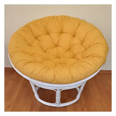 Papasan LUISA — ratan, látka, ⌀110 cm, bílá / více barev Žlutý melír