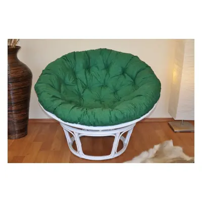 Papasan DIAS — ratan, látka, ⌀115 cm, bílá / více barev Tmavě zelený melír