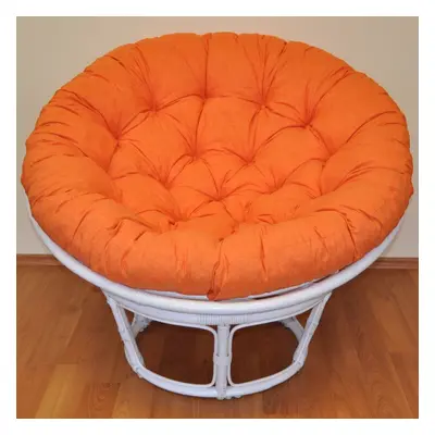 Papasan LUISA — ratan, látka, ⌀110 cm, bílá / více barev Oranžový melír