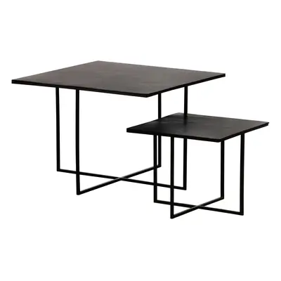 WOOOD SADA 2 KUSŮ - OLAN SIDETABLE METAL TEPLÁ HNĚDÁ