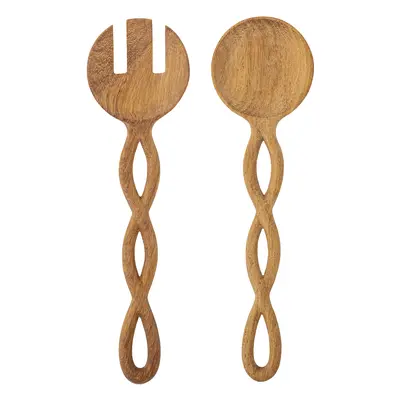 BLOOMINGVILLE Pinar Salad Servers, Nature, Doussie Wood