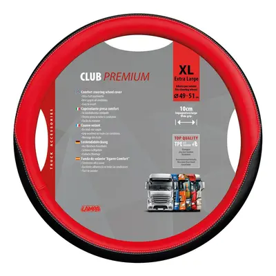 Potah volantu CLUB PREMIUM Skeentex červený - XL 49 - 51 cm