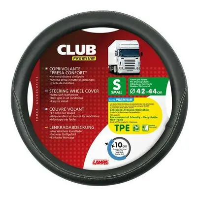 Potah volantu CLUB PREMIUM černý s bílým obšitím 42-44cm