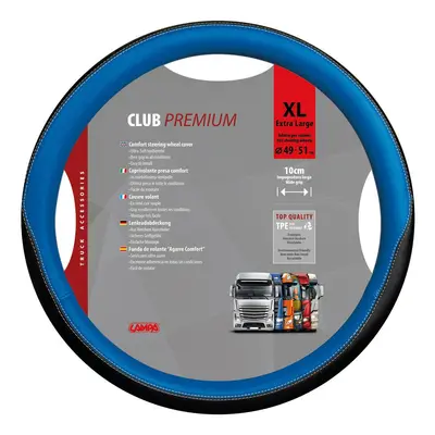 Potah volantu CLUB PREMIUM Skeentex modrý - XL 49 - 51 cm LAMPA