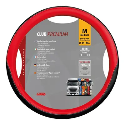 Potah volantu CLUB PREMIUM Skeentex červený - M 44 - 46 cm