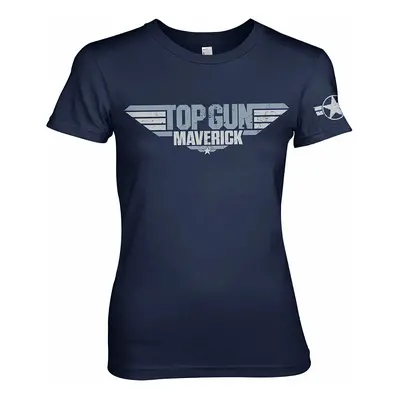 Top Gun tričko, Maverick Distressed Logo Girly Navy, dámské