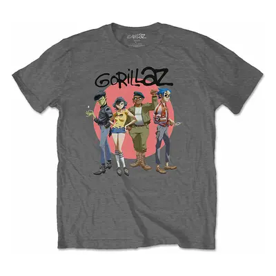 Gorillaz tričko, Group Circle Rise Grey, pánské