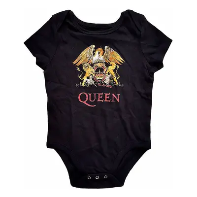 Queen kojenecké body tričko, Classic Crest Black, dětské