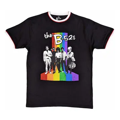 The B-52s tričko, Rainbow Stripes Ringer Black, pánské