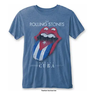 Rolling Stones tričko, Havana Cuba Burnout Mid Blue, pánské