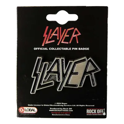 Slayer kovový 3D odznak 45x25 mm, Logo Black on Silver