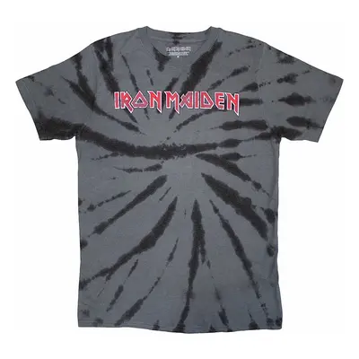 Iron Maiden tričko, Logo Dip Dye Wash Charcoal Grey, pánské