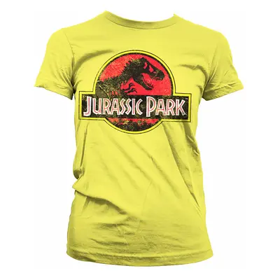 Jurský Park tričko, Distressed Logo Girly Yellow, dámské