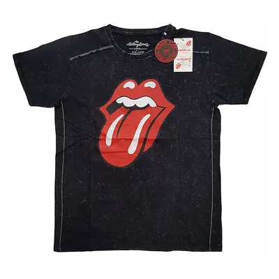 Rolling Stones tričko, Classic Tongue Snow Washed Black, pánské