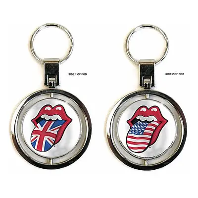 Rolling Stones kovová klíčenka spinner 50 x 5 mm, UK & US Tongues