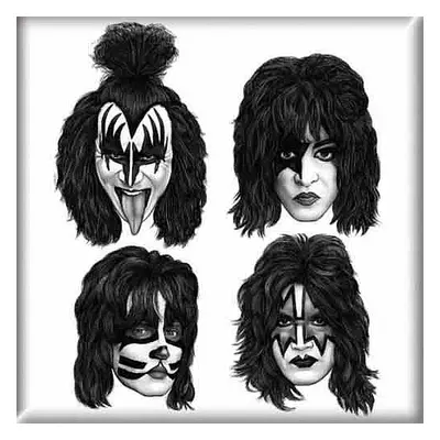 KISS magnet na lednici 75mm x 75mm, Graphite Faces