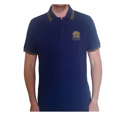 Queen tričko, Crest Logo Polo Navy Blue, pánské