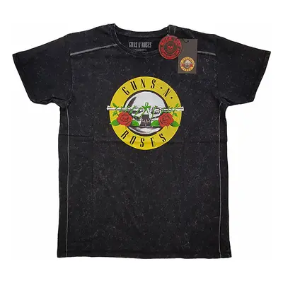 Guns N Roses tričko, Classic Logo Snow Washed Black, pánské