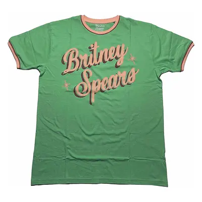 Britney Spears tričko, Retro Text Ringer Green, pánské