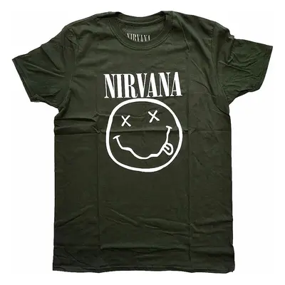 Nirvana tričko, White Smiley Dark Green, pánské