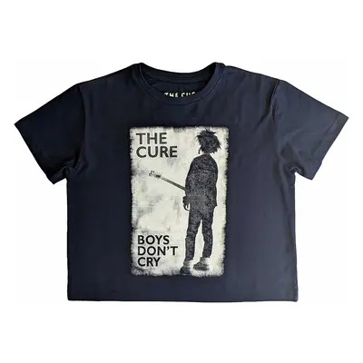 The Cure crop tričko, Boys Don&#039;t Cry B&W Navy Blue, dámské