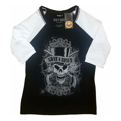 Guns N Roses tričko, Faded Skull Raglan Black&White, dámské