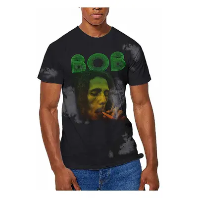 Bob Marley tričko, Smoke Gradient Dip Dye Wash Grey, pánské