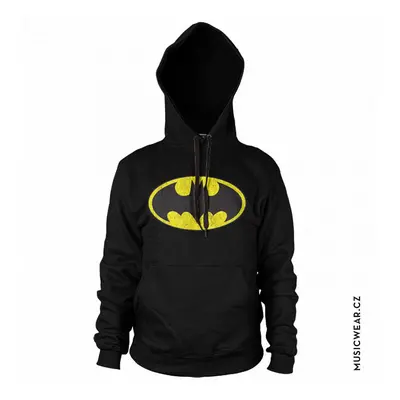 Batman mikina, Distressed Logo Hoodie Black, pánská