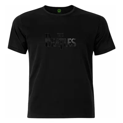 The Beatles tričko, Drop T Logo Hi-Build Black on Black, pánské