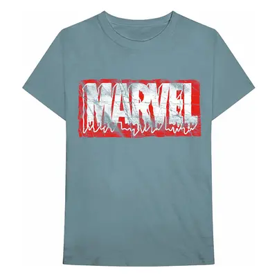 Marvel Comics tričko, Distressed Dripping logo Light Blue, pánské