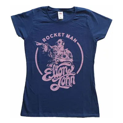 Elton John tričko, Rocketman Circle Point Girly Navy Blue, dámské