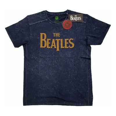 The Beatles tričko, Drop T Logo Snow Washed Blue, pánské